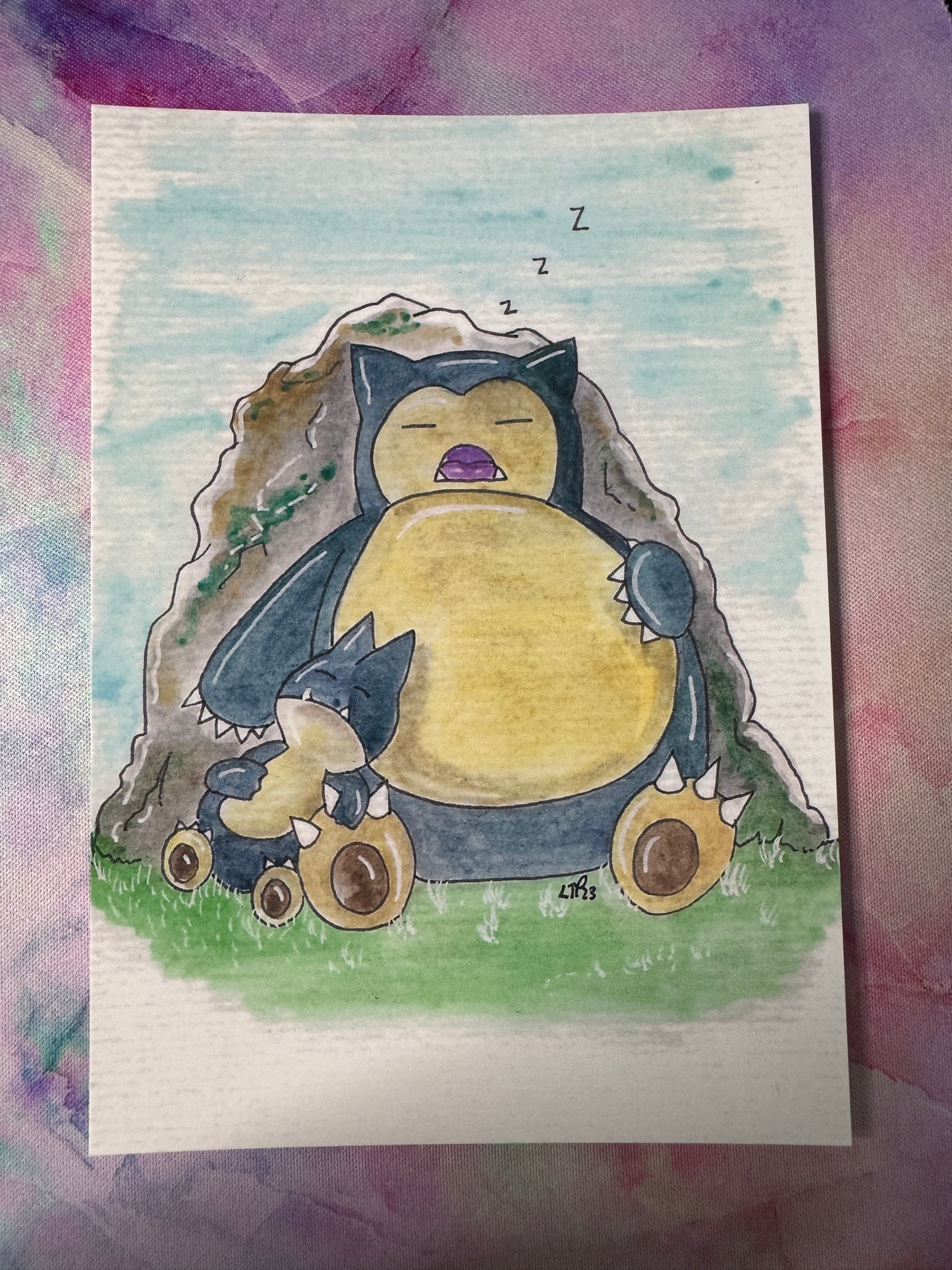 Snorlax A6 Art Print