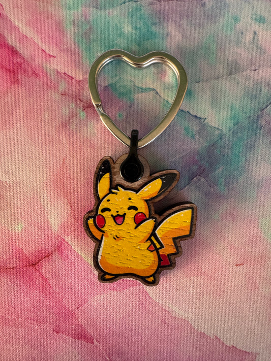 Pikachu Wooden gloss Keyring