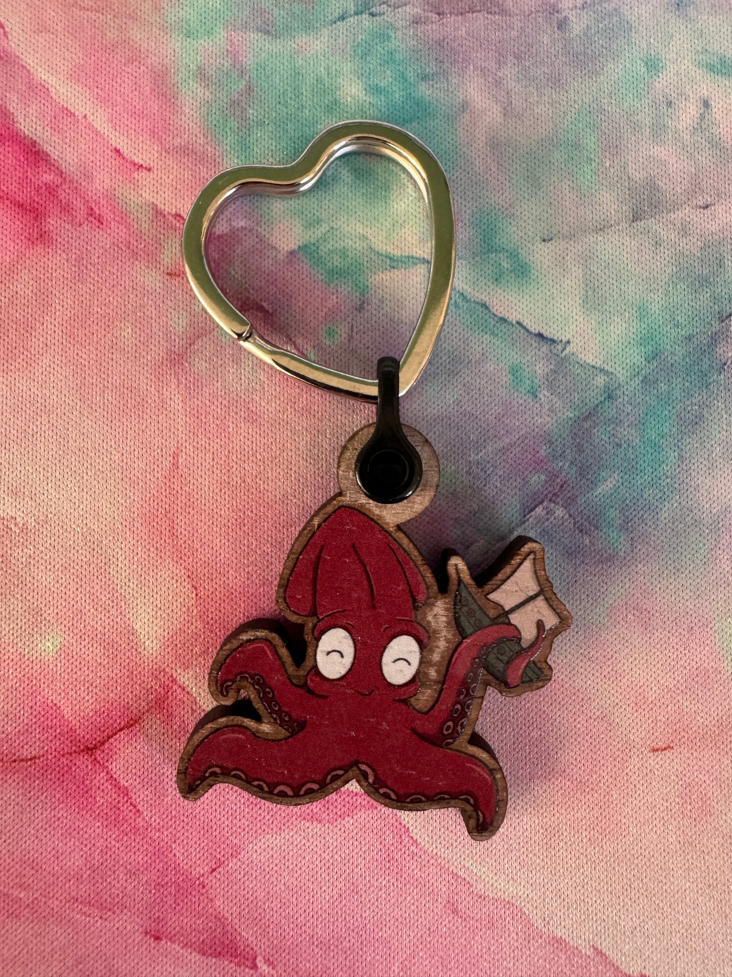 Kevin Kraken Wooden gloss Keyring