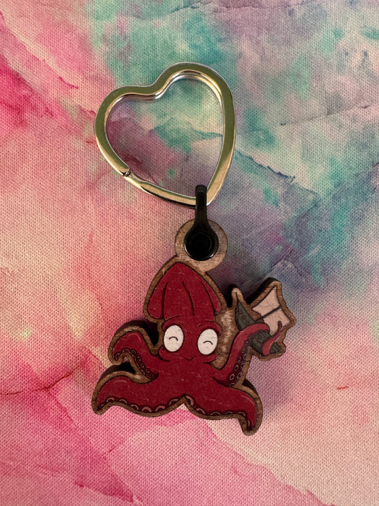 Kevin Kraken Wooden gloss Keyring