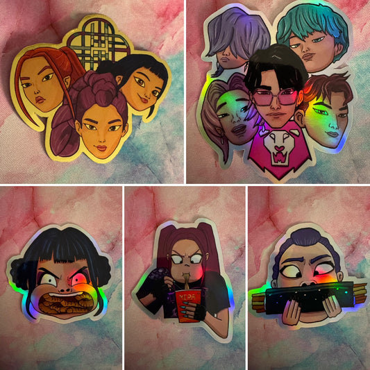 K-POP Demon Hunters Foil character sticker bundle